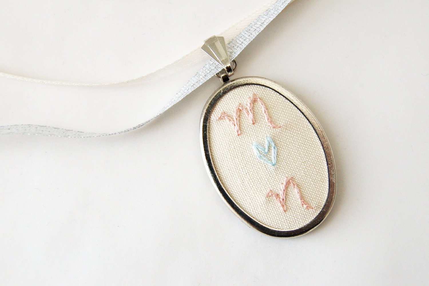 Bridal Bouquet Charm. Personalized Monogram Hand Embroidered By Merriweather Council