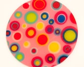 Acrylic 2" Circle Disc Pink Multi Dot perfect Pendant Bookbag Tag Earrings Accessories Vinyl Application Monogram Persoanlization