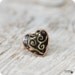Adjustable Ring - Black heart with golden pattern