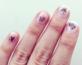 dog nail art - 40 dog nail transfers - puppies - puppy - pug - frenchie- illustrations