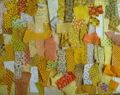 3 ozs of Vintage and Newer Tiny Cotton Fabric Scraps..Fabric Scraps Less Than 2 Inch Widths-Sunshine Mix of Calico Fabric Scraps