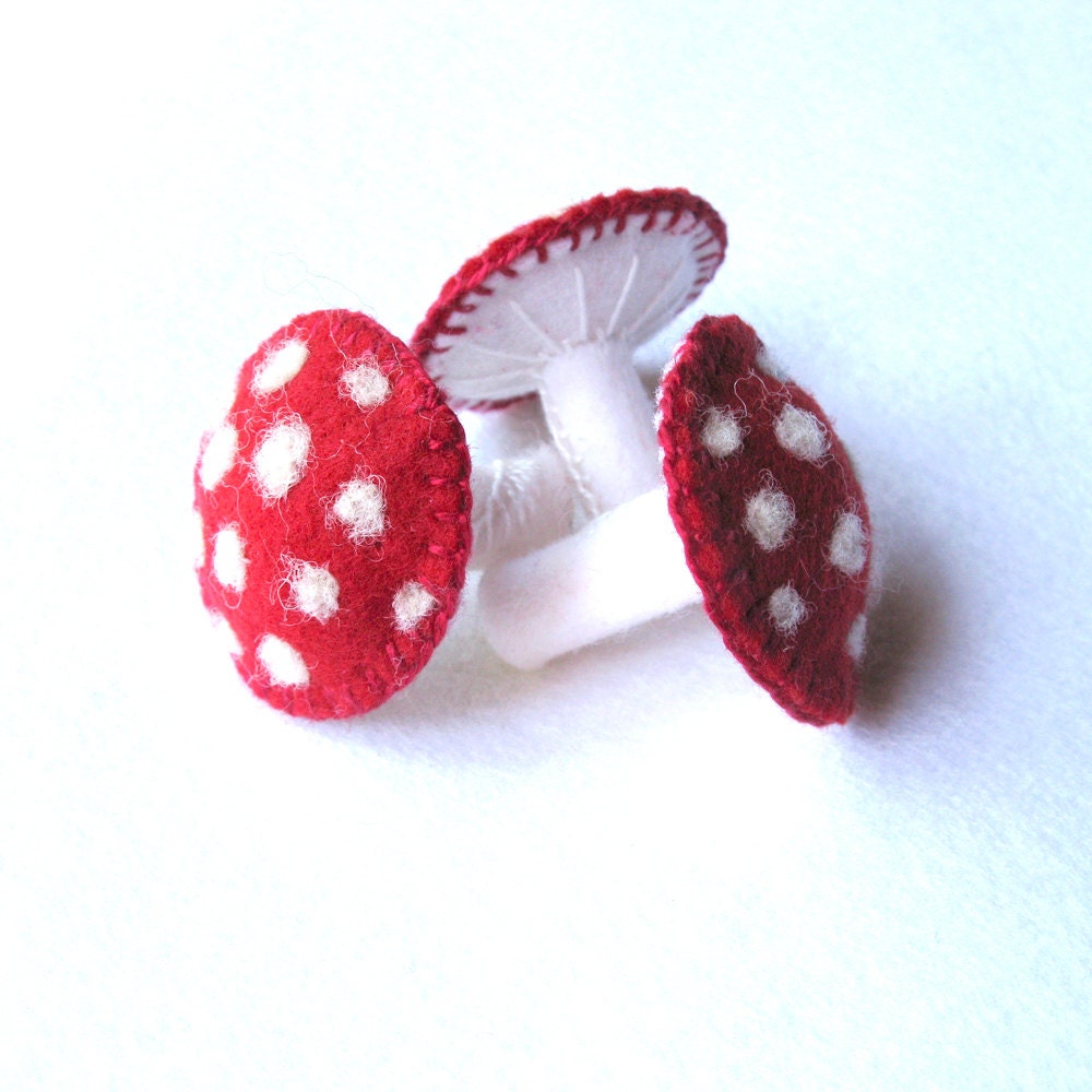 Set of 3 Felt Mushrooms