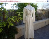 Clearance 40% Off A vintage 1950s ivory rose garden brocade dress with matching long sleeves jacket size XXS XS S