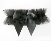 Dotti Tulle Garter, Black Garter, Rhinestones Garter,  Wedding Garter, Modern Garter,