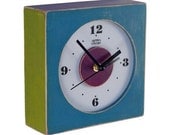 Wall hanging clock  blue  multicolor - Free shipping - Fathers day gift