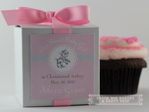 LITTLE LAMB...One Dozen Cupcake Mix Party Favors for Christenings-Blessings-Baptisms