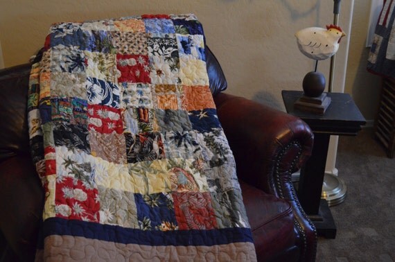 Quilt Hawaiian Men's ReCycle RePurpose ReUse by BarnRedQuiltworks