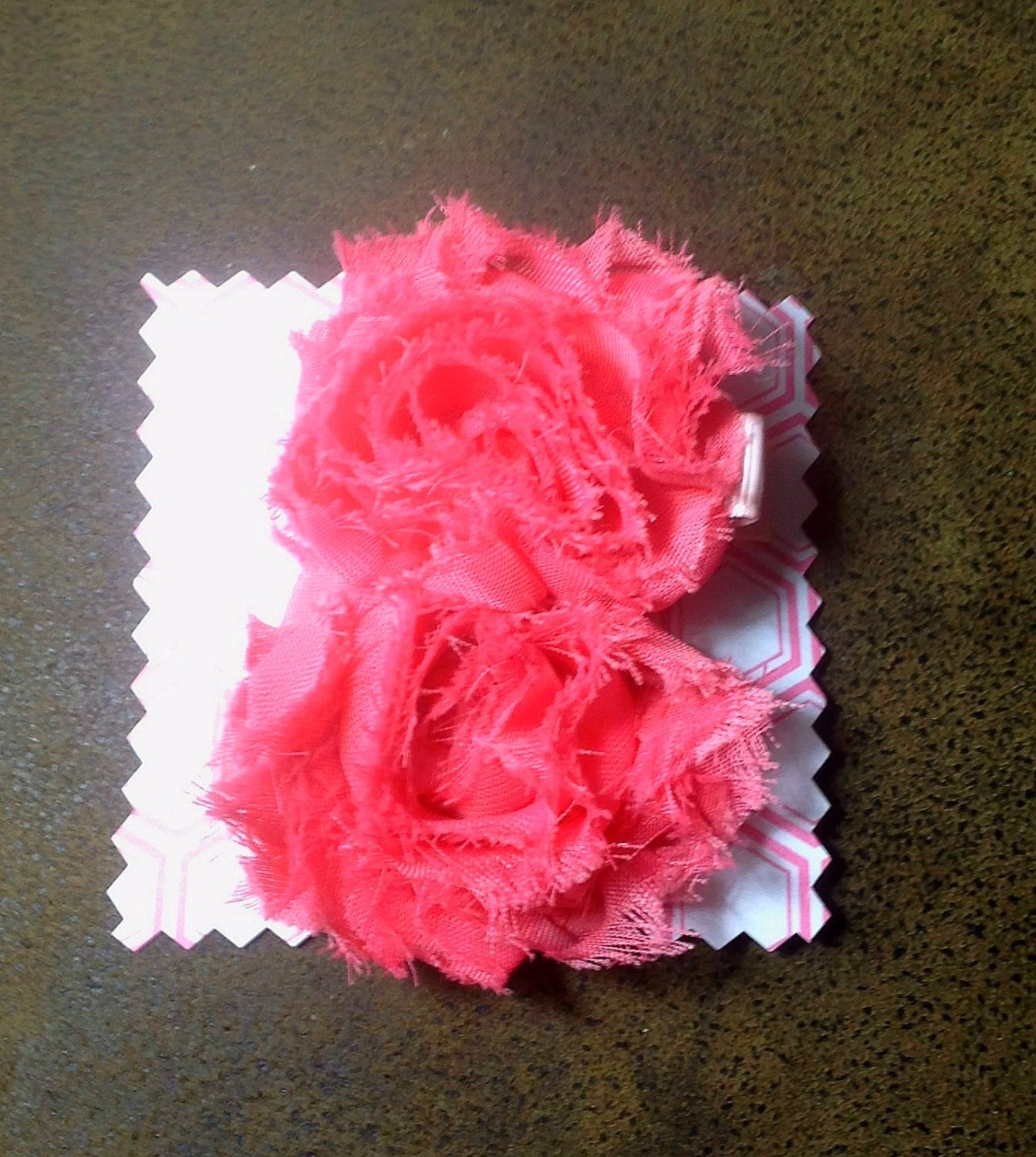 Sassy Pink Shabby Flower Hair Clips Set of 2