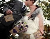 I DO Wedding Garland, Kraft & Burlap Banner Decoration, Custom Colors Available