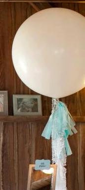 36 Inch White Balloon with Garland, 3 Foot Balloon, Giant Balloon, Big Round Party Balloon