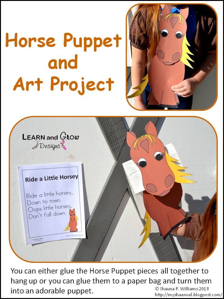 Horse Puppet and Art Project with Nursery Rhyme Poster