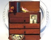 Vintage Wooden Cabinet With Four Pullout Drawers and One Top Drawer Desk Organize Supply