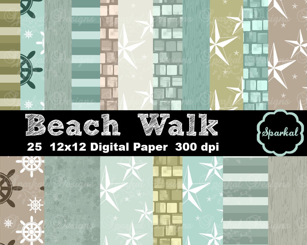 Beach Digital Paper, Vintage Summer Digital Paper, Sand Surf Digital Paper, Invitation paper Printable Beach paper, Instant Download Il_570xn