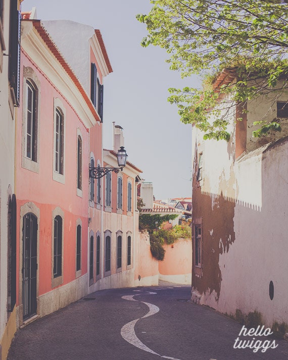BOGO SALE - Travel Photography, European Photography, Typical Street, Town, Village, Pretty Pastels Pinks - No Place like Home