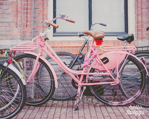 Bike Photography, Travel Photography, Amsterdam Photography, Pink Bike, European Print, Pink Fine Art Print, Girl Room Decor - Modern Life