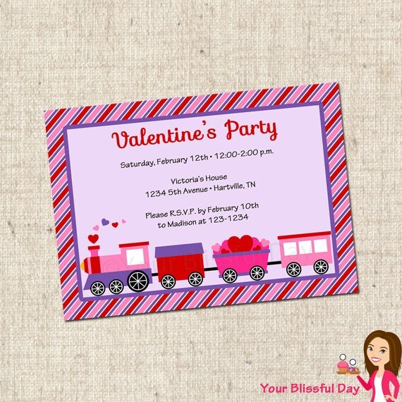 PRINTABLE Valentine's Train Party (Girl) Invitations Il_570xn