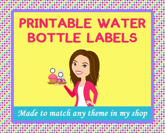 Made to Match Personalized PRINTABLE Water Bottle Labels (Any theme in our shop) Il_570xn