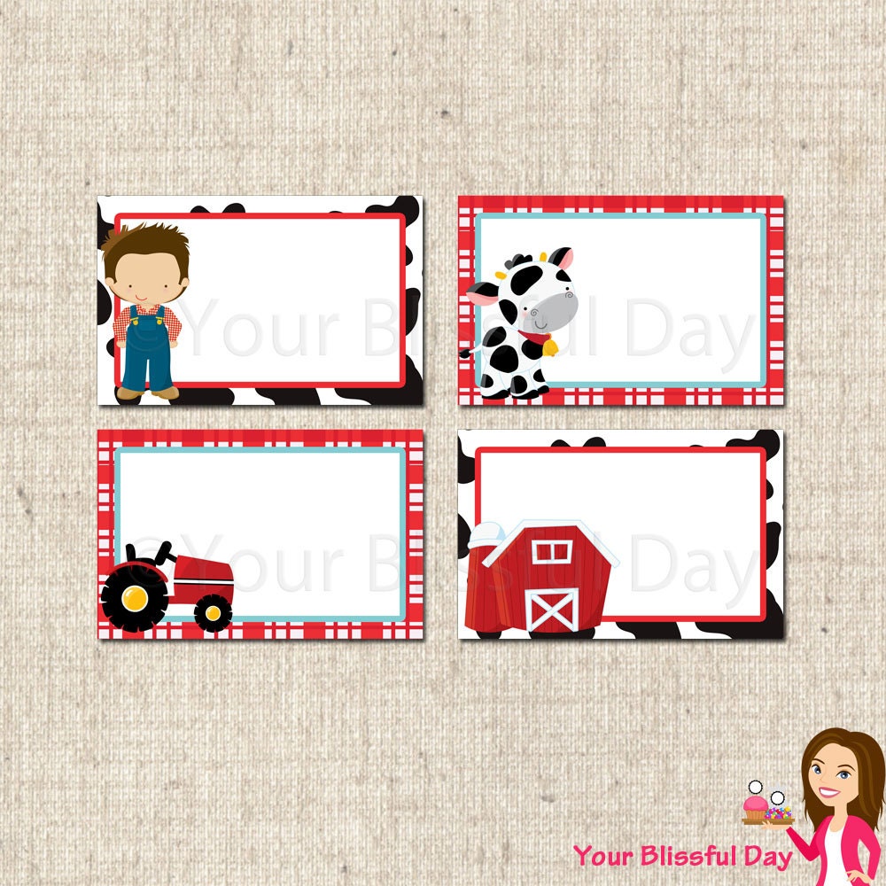 PRINTABLE Boy on the Farm Label Tents Il_570xn