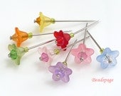 8 Assorted Flower Crystal Pins, Sewing pins, Cushion pins, Hijab Pins, Decorative thumbtacks, Cute kawaii notice board push pins, OOAK gifts