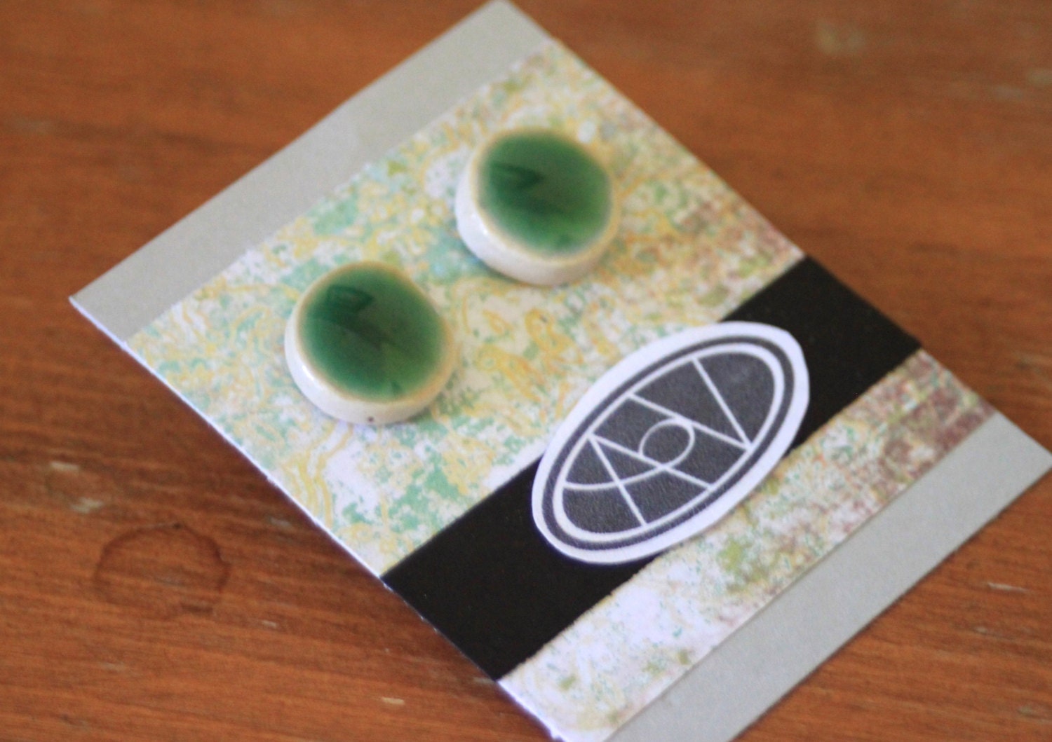 Green Ceramic Stud Earrings