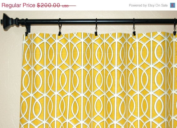 Spring Sale- Drapery Panel 50x84 Dwell Studio Citrine Mustard - Chain - Lattice, - Geometric