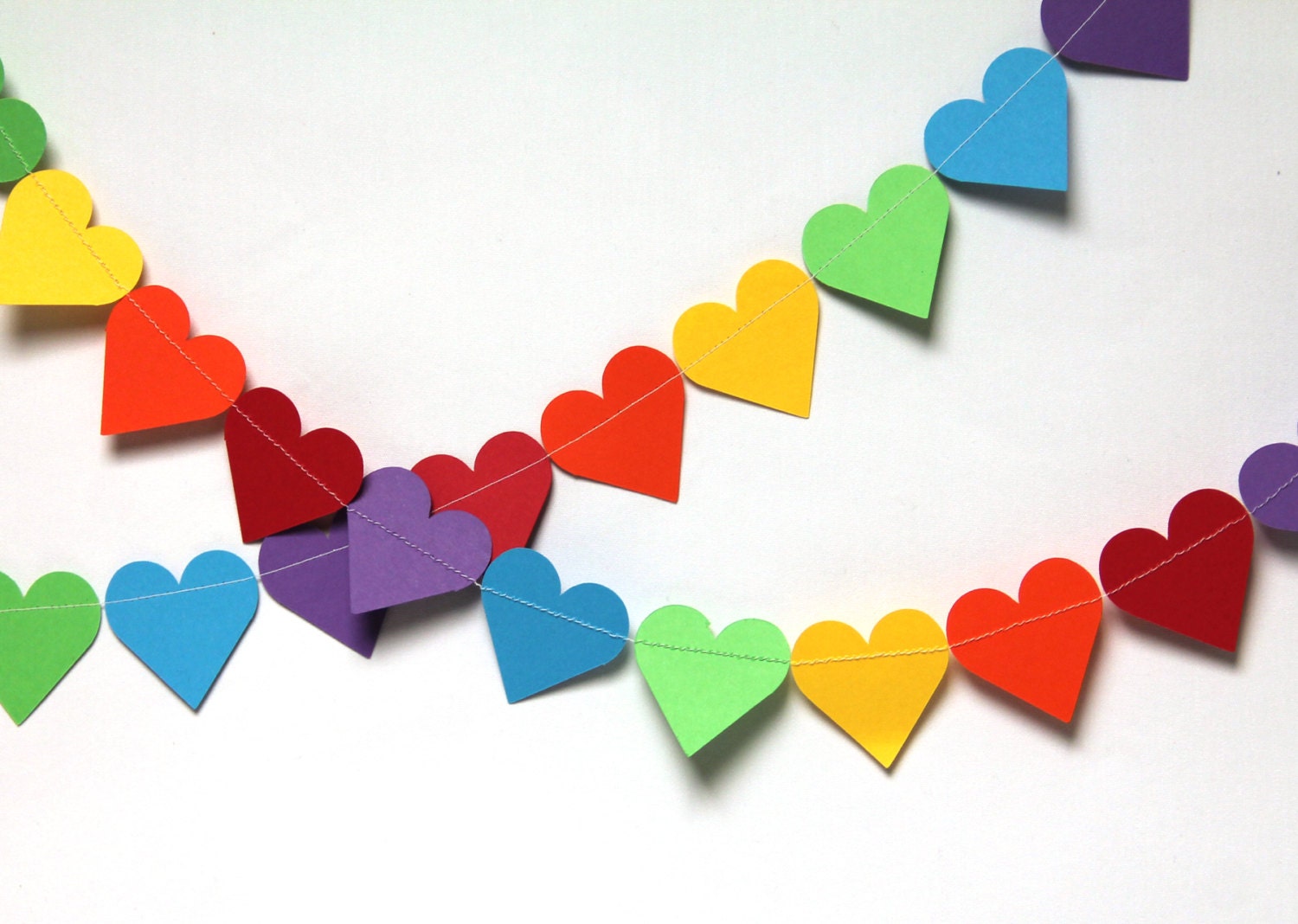 Rainbow Hearts garland (15 feet) - READY TO SHIP Il_570xn