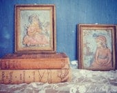 Pair of Vintage Portraits Molded Shabby Chic Decor Props