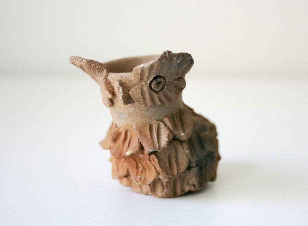 Terracotta Owl Candlestick Holder