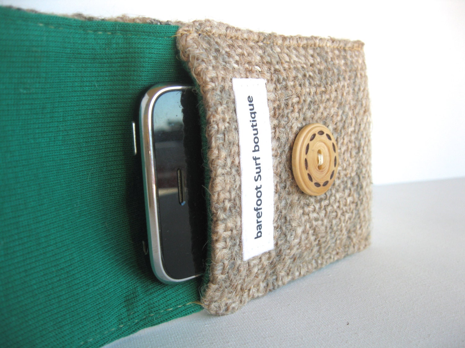 Emerald. Green. Leaf. Eco. Iphone. Cozy. Upcycled. Burlap. Tshirt. Spring Fashion. Earth Day. For Her. Teen. Tween. Gift Idea.