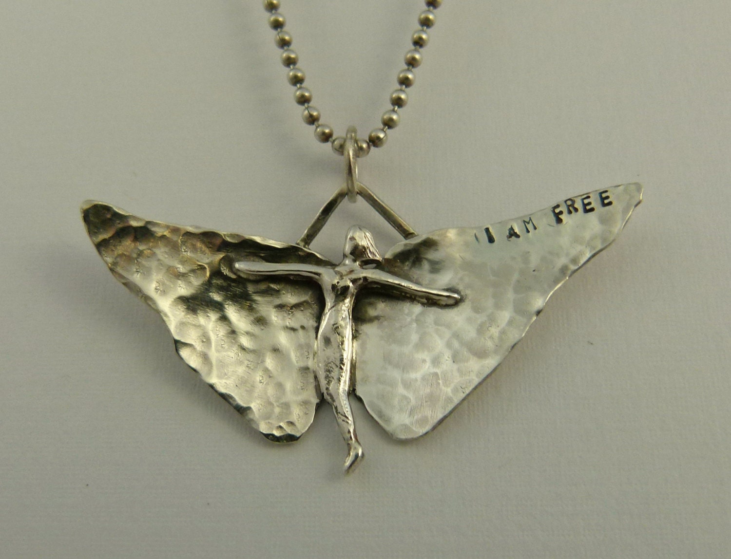 Amelia Is Free - Up Cycled Sterling And PMC - Echo Friendly - Art Jewelry Pendant - 1079