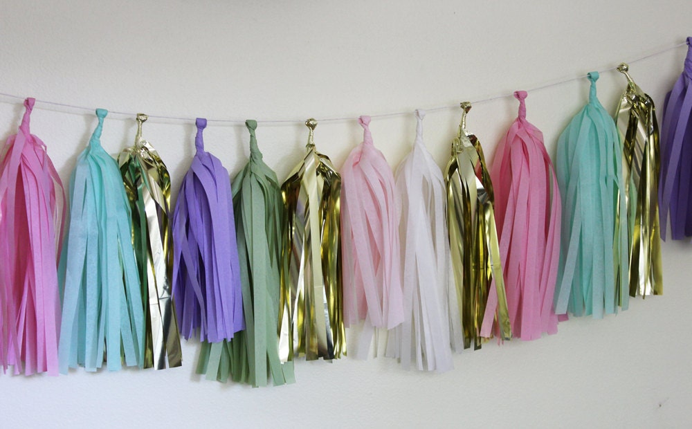 Tissue Tassel Garland-18 tassels- Sweet Taffy