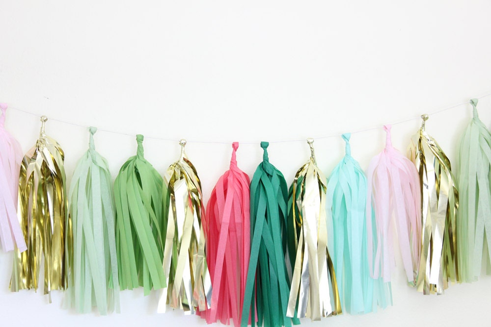Tissue Tassel Garland-18 tassels- Tea Party