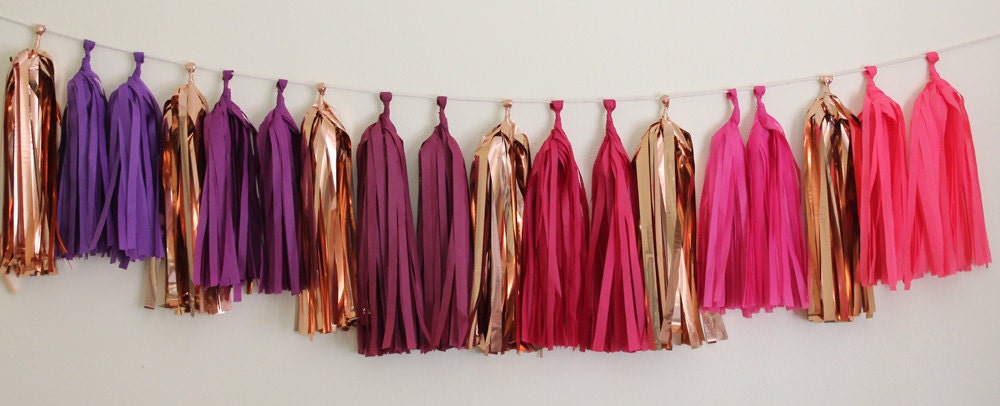 Tassel Garland-18 tassels - Pink and Purple Ombre Il_570xn