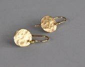 Small Hammered Gold Disc Earrings