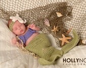 Crochet Mermaid Tail Bikini top and Headband Newborn photography prop mermaid costume
