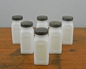 Set of 6 Milk Glass Spice Jars