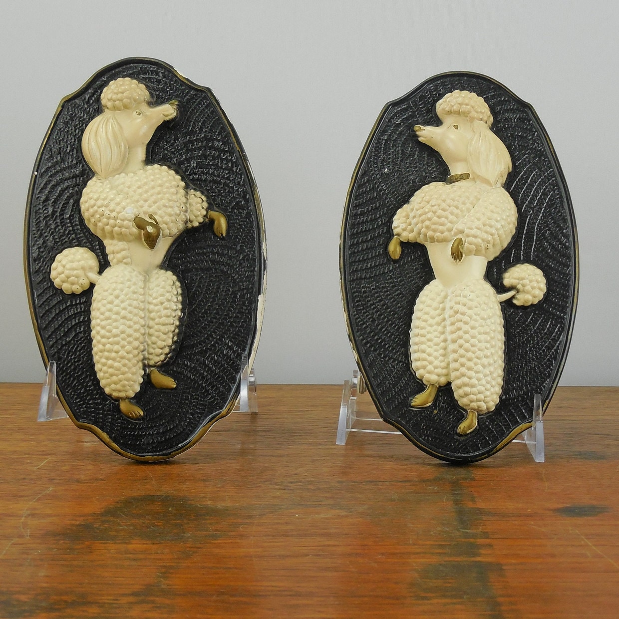 Chalkware Poodle Plaques