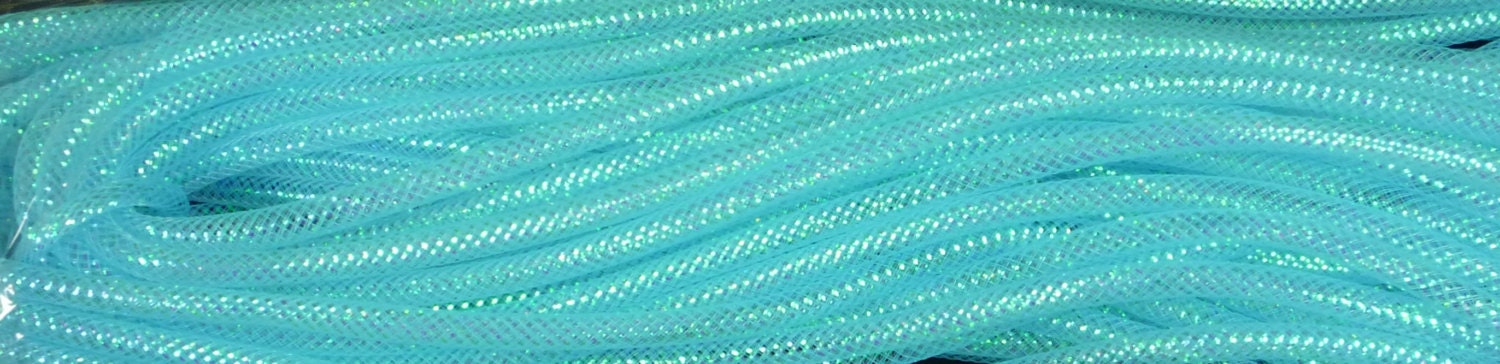 Turquoise Iridescent Foil, Flexible Tubing, Poly Mesh Supplies (10 Yards)
