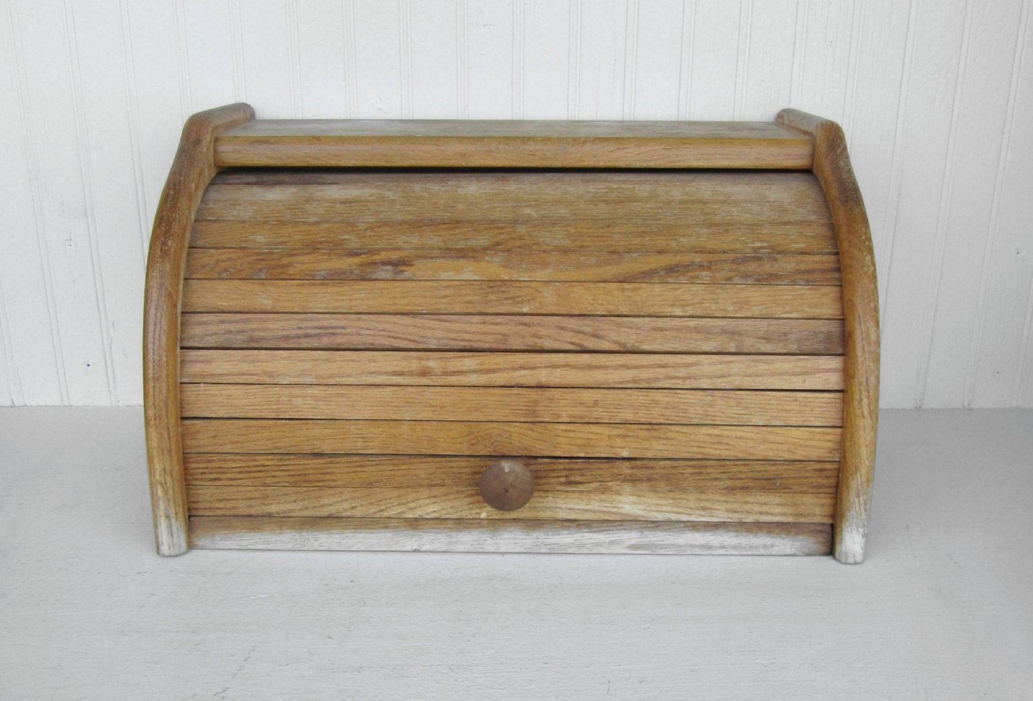 Vintage Wooden Roll Top Breadbox