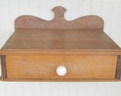 Vintage Wooden Wall Shelf Primitive Handmade Telephone Shelf