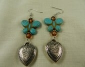 Buttergly Magnesite Heart Charm Earrings Handmade