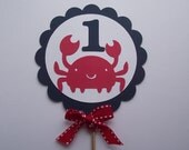 Cake Smash Cake topper, small cake topper, I am 1, crab theme, First Birthday,  Nautical Party