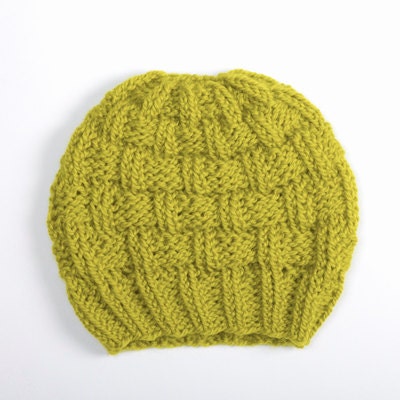 STONE MINI Lime Hand Knit Wool Beanie