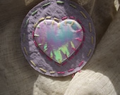 Heart Jewelry Lapel Pin Brooch Iridescent Love Embroidered Pastel Purse Hat Scarf Fashion Accessory Pink yellow Green