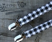Black and White gingham little boy suspenders - photo prop, wedding, ring bearer, accessory