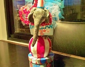 Circus Wedding, Cake Topper/ table topper, Baby Circus Elephant, keepsake,Customized, Up to 3 accessories included