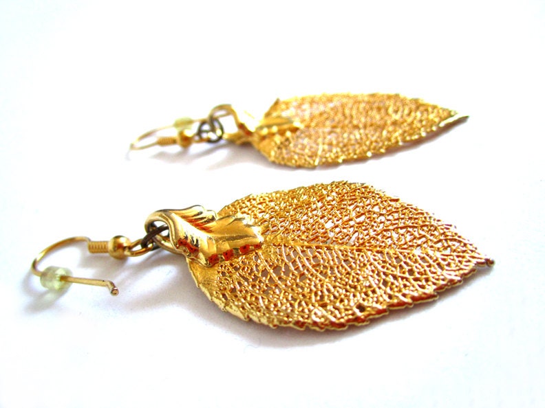 Gold Leaf Earrings in gold tone
