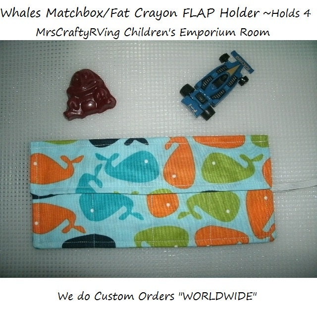 Whale, Matchbox Cars, Fat crayon,  Holder with FLAP