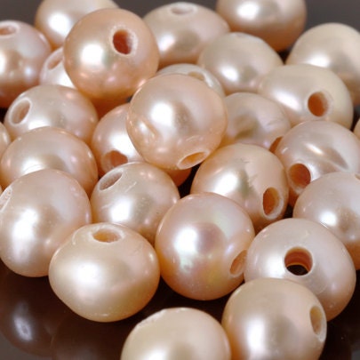 7x8MM LARGE HOLE PEARL-Freshwater-Pink-1.5mm Hole-Quantity 12
