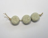 Trio of handmade ceramic button beads in matt grey